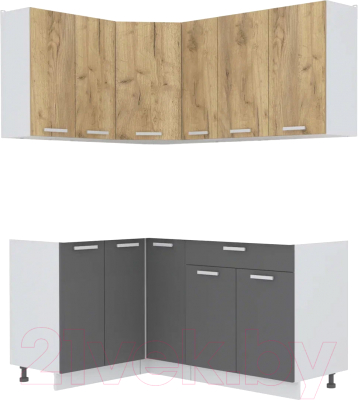 Кухонный гарнитур Интерлиния Мила Лайт 1.2x1.7 без столешницы (дуб золотой/антрацит) - фото