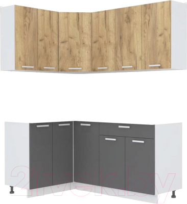 Кухонный гарнитур Интерлиния Мила Лайт 1.2x1.8 без столешницы (дуб золотой/антрацит) - фото