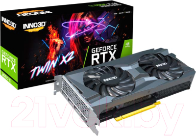 Видеокарта Inno3D RTX 3060 TI Twin X2 LHR (N306T2-08D6-119032DH)