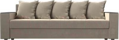 Диван Лига Диванов Дубай лайт полки слева / 114345L (микровельвет бежевый)