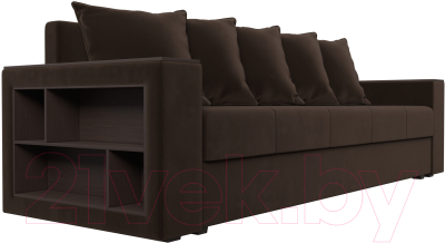 Диван Лига Диванов Дубай лайт полки слева / 114346L (микровельвет коричневый)