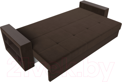 Диван Лига Диванов Дубай лайт полки слева / 114346L (микровельвет коричневый)