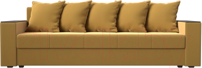 Диван Лига Диванов Дубай лайт полки слева / 114348L (микровельвет желтый)