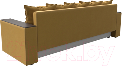 Диван Лига Диванов Дубай лайт полки слева / 114348L (микровельвет желтый)