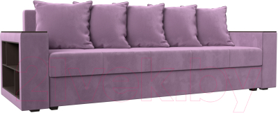 Диван Лига Диванов Дубай лайт полки слева / 114350L (микровельвет сиреневый) - фото