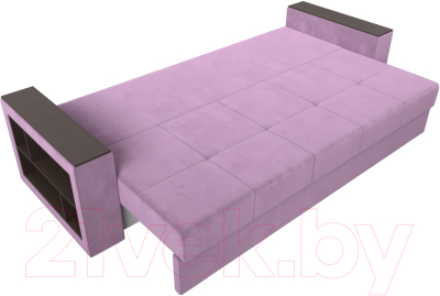 Диван Лига Диванов Дубай лайт полки слева / 114350L (микровельвет сиреневый)