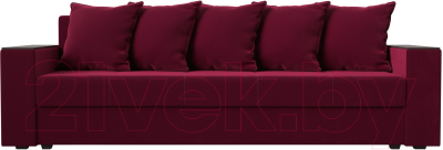 Диван Лига Диванов Дубай лайт полки слева / 114352L (микровельвет бордовый)