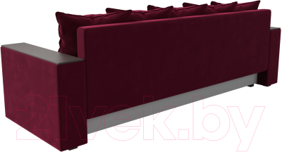 Диван Лига Диванов Дубай лайт полки слева / 114352L (микровельвет бордовый)