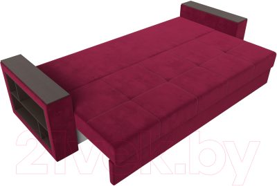 Диван Лига Диванов Дубай лайт полки слева / 114352L (микровельвет бордовый)