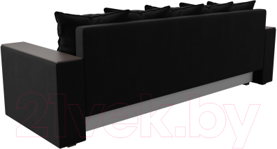 Диван Лига Диванов Дубай лайт полки слева / 114353L (микровельвет черный)