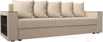 Диван Лига Диванов Дубай лайт полки слева / 114333L (экокожа бежевый) - фото