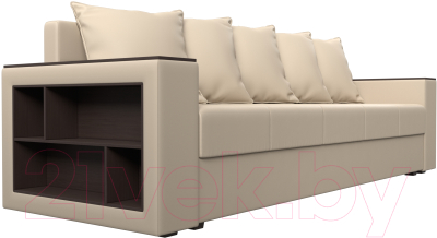 Диван Лига Диванов Дубай лайт полки слева / 114333L (экокожа бежевый)