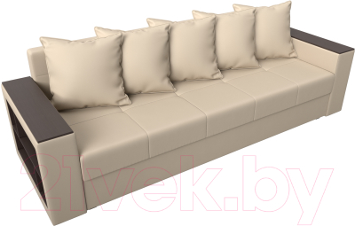 Диван Лига Диванов Дубай лайт полки слева / 114333L (экокожа бежевый)