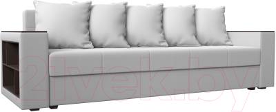 Диван Лига Диванов Дубай лайт полки слева / 114334L (экокожа белый) - фото