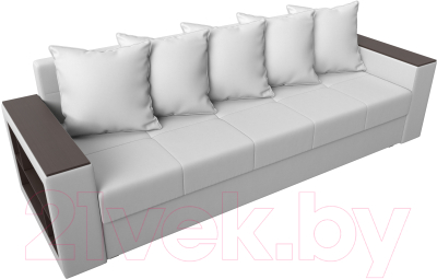 Диван Лига Диванов Дубай лайт полки слева / 114334L (экокожа белый)