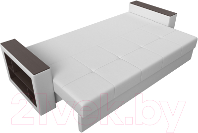 Диван Лига Диванов Дубай лайт полки слева / 114334L (экокожа белый)