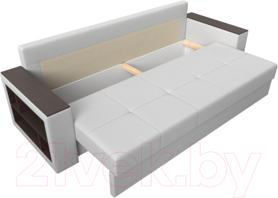 Диван Лига Диванов Дубай лайт полки слева / 114334L (экокожа белый)