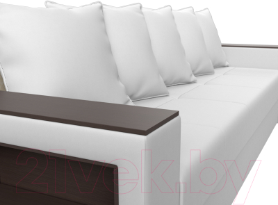 Диван Лига Диванов Дубай лайт полки слева / 114334L (экокожа белый)