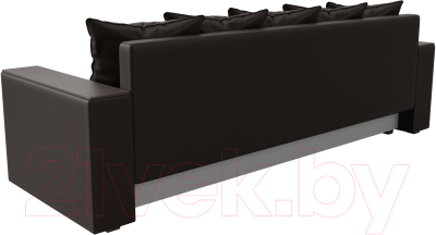 Диван Лига Диванов Дубай лайт полки слева / 114335L (экокожа коричневый)