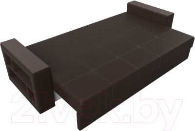 Диван Лига Диванов Дубай лайт полки слева / 114335L (экокожа коричневый)