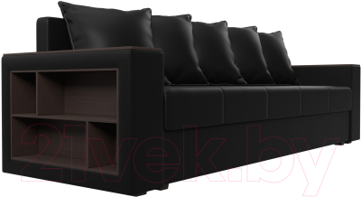 Диван Лига Диванов Дубай лайт полки слева / 114336L (экокожа черный)