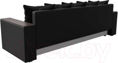 Диван Лига Диванов Дубай лайт полки слева / 114336L (экокожа черный)