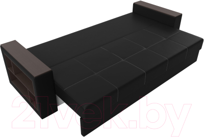 Диван Лига Диванов Дубай лайт полки слева / 114336L (экокожа черный)