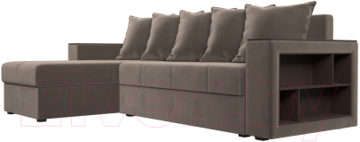 Диван угловой Лига Диванов Дубай лайт левый (велюр коричневый)