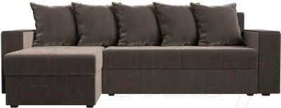Диван угловой Лига Диванов Дубай лайт левый (велюр коричневый)
