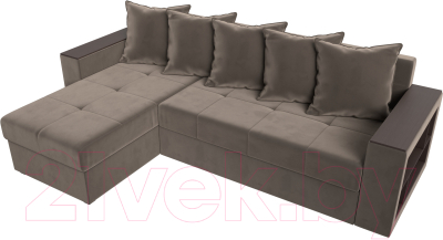 Диван угловой Лига Диванов Дубай лайт левый (велюр коричневый)