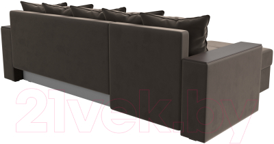 Диван угловой Лига Диванов Дубай лайт левый (велюр коричневый)