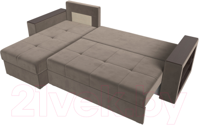 Диван угловой Лига Диванов Дубай лайт левый (велюр коричневый)