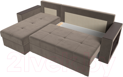Диван угловой Лига Диванов Дубай лайт левый (велюр коричневый)
