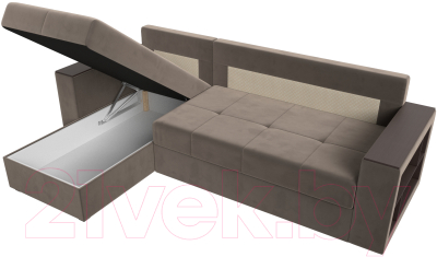 Диван угловой Лига Диванов Дубай лайт левый (велюр коричневый)