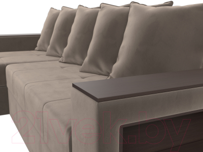 Диван угловой Лига Диванов Дубай лайт левый (велюр коричневый)