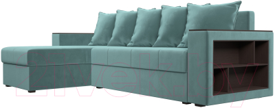 Диван угловой Лига Диванов Дубай лайт левый (велюр бирюзовый)