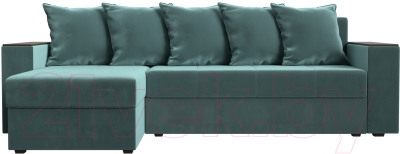 Диван угловой Лига Диванов Дубай лайт левый (велюр бирюзовый)
