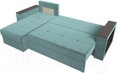 Диван угловой Лига Диванов Дубай лайт левый (велюр бирюзовый)