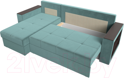 Диван угловой Лига Диванов Дубай лайт левый (велюр бирюзовый)