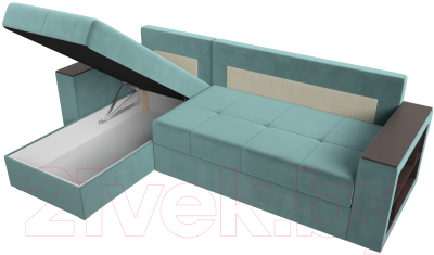 Диван угловой Лига Диванов Дубай лайт левый (велюр бирюзовый)
