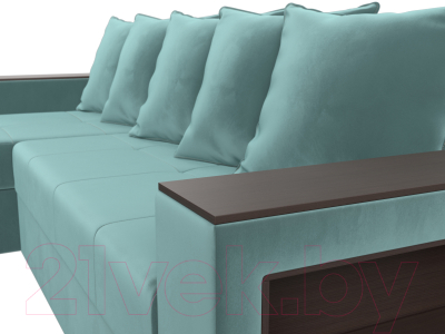 Диван угловой Лига Диванов Дубай лайт левый (велюр бирюзовый)