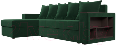 Диван угловой Лига Диванов Дубай лайт левый (велюр зеленый)