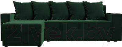 Диван угловой Лига Диванов Дубай лайт левый (велюр зеленый)