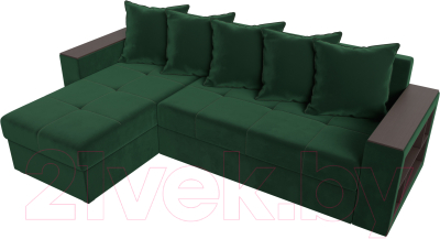 Диван угловой Лига Диванов Дубай лайт левый (велюр зеленый)