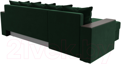 Диван угловой Лига Диванов Дубай лайт левый (велюр зеленый)