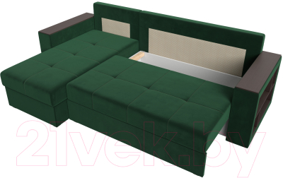 Диван угловой Лига Диванов Дубай лайт левый (велюр зеленый)