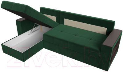 Диван угловой Лига Диванов Дубай лайт левый (велюр зеленый)