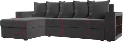 Диван угловой Лига Диванов Дубай лайт левый (велюр серый) - фото