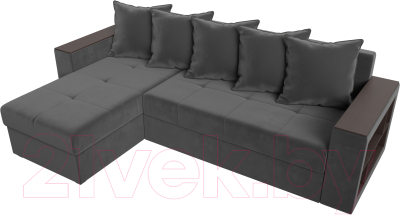 Диван угловой Лига Диванов Дубай лайт левый (велюр серый)