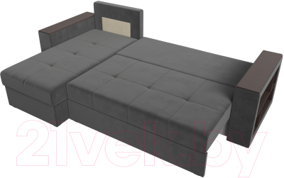 Диван угловой Лига Диванов Дубай лайт левый (велюр серый)